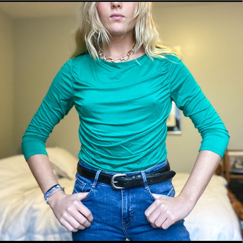 Ann Taylor Green 3/4 Sleeve Shirt